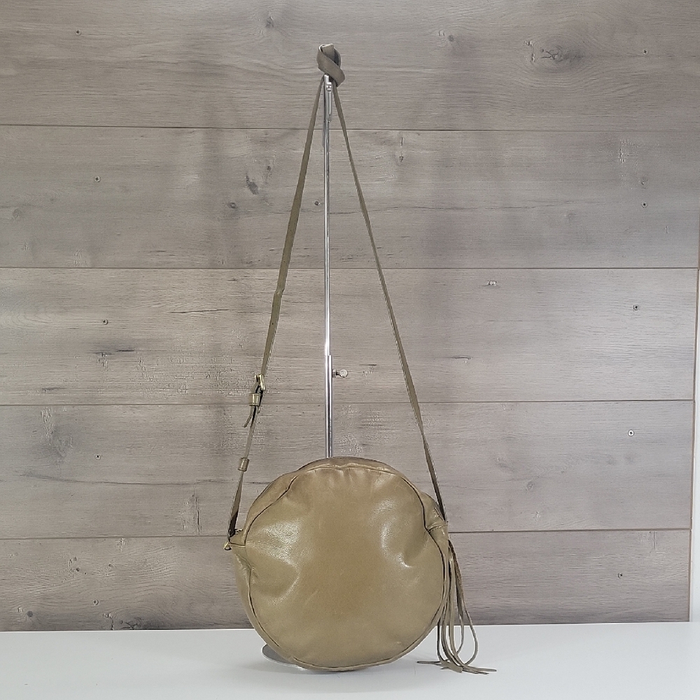 Hobo Round Olive Green Leather Crossbody Bag